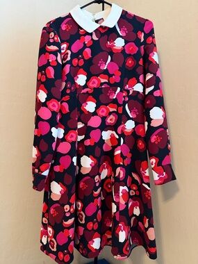 kate spade Red, Navy & White Floral Dress with Peter Pan Collar. Size 6